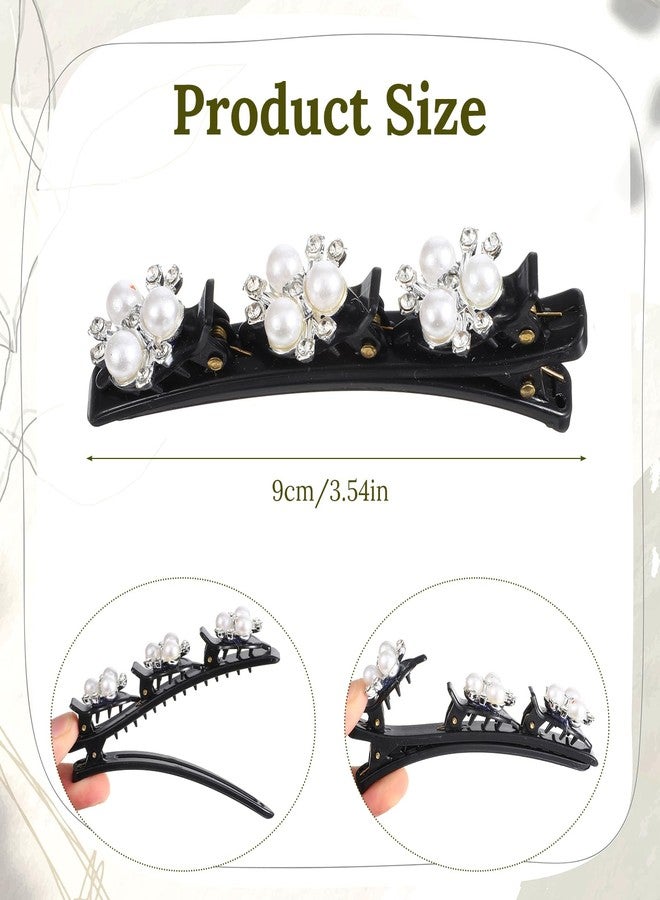 XLIUAX 5Pcs Braided Hair Clips for Women, Pearl Hair Clip, Sparkling Crystal Stone Braided Hairs Clips, Rhinestones Hairs Accessories for Women Birthday Anniversary Christmas Gifts - Image 4